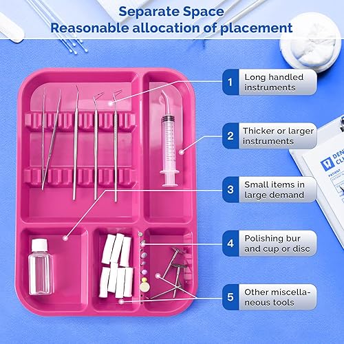 Miniatura 24 de JMU 20 bandejas para instrumentos dentales autoclave de plástico divididas separadas tamaño B para tatuajes médicos y salón de belleza, color morado