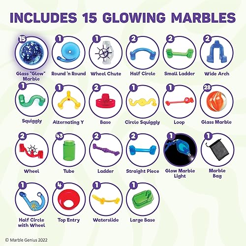 Vista 19 de Marble Genius Glow Marble Run Super Set - 200 piezas completas + aplicación de instrucciones gratuita y manual de instrucciones a todo