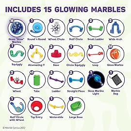 Marble Genius Marble Run Glow Starter Set - 115 Pieces, Multicolor, Ages 4+ - Race Track & STEM Building Set with Light-Up Bricks for Kids 4-8