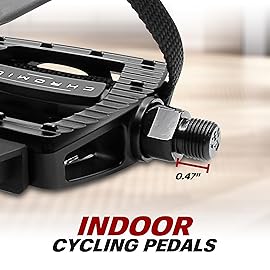 BV Bike Pedals Shimano SPD Compatible 9/16\'\' with Toe Clips - Peloton Pedals for Regular Shoes - Toe Cages for Peloton Bike - Exercise Bike Pedals