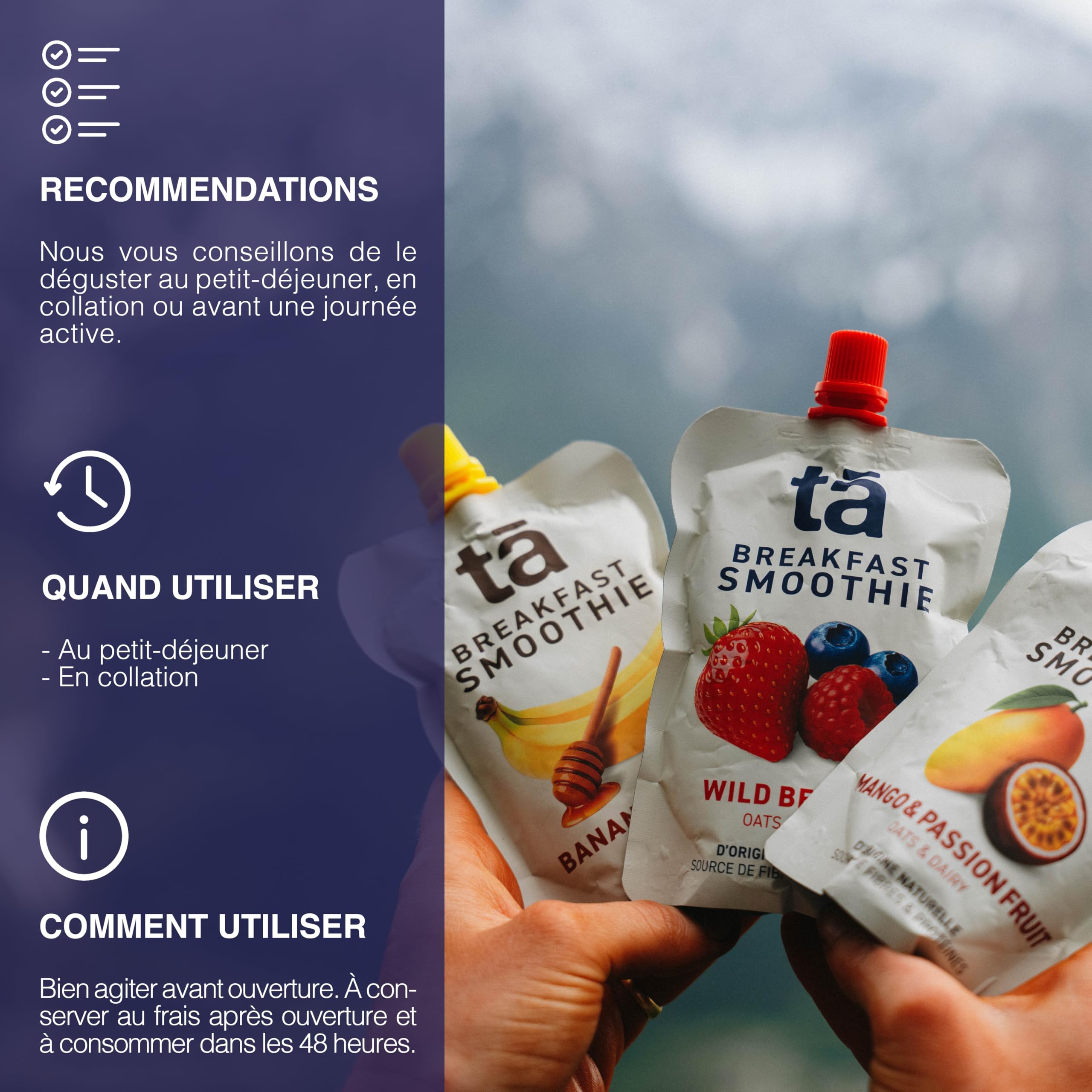 Ta Energy - Smoothie Petit-Déjeuner à Boire 6x150g - Sans Sucre Ajouté
