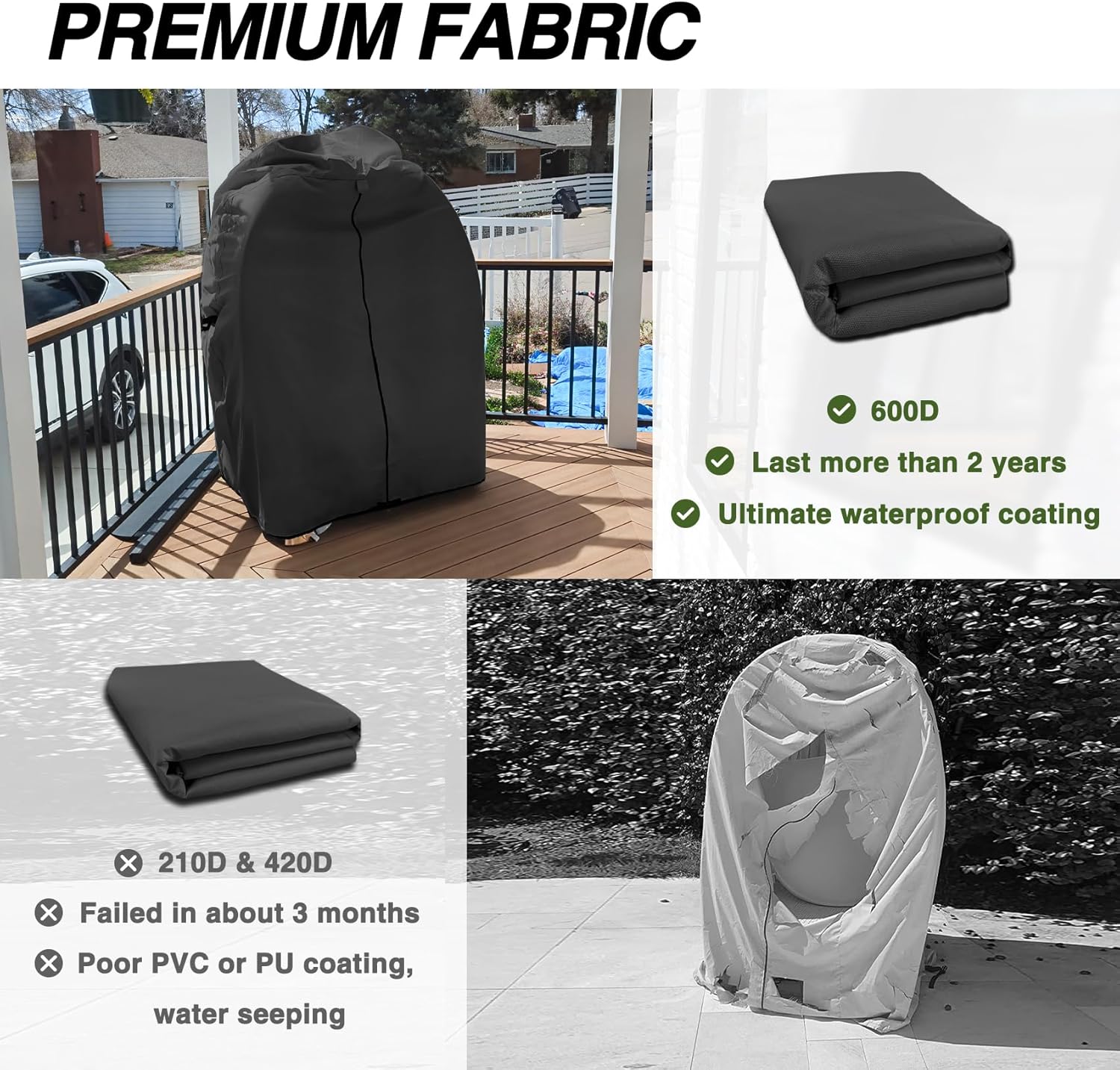 Porch Shield Patio Hanging Egg Chair Cover - 600D Waterproof Outdoor Single Seat Wicker Swing Egg Chair with Stand Protector, Black 4 81ST+WrESpL. AC SL1500