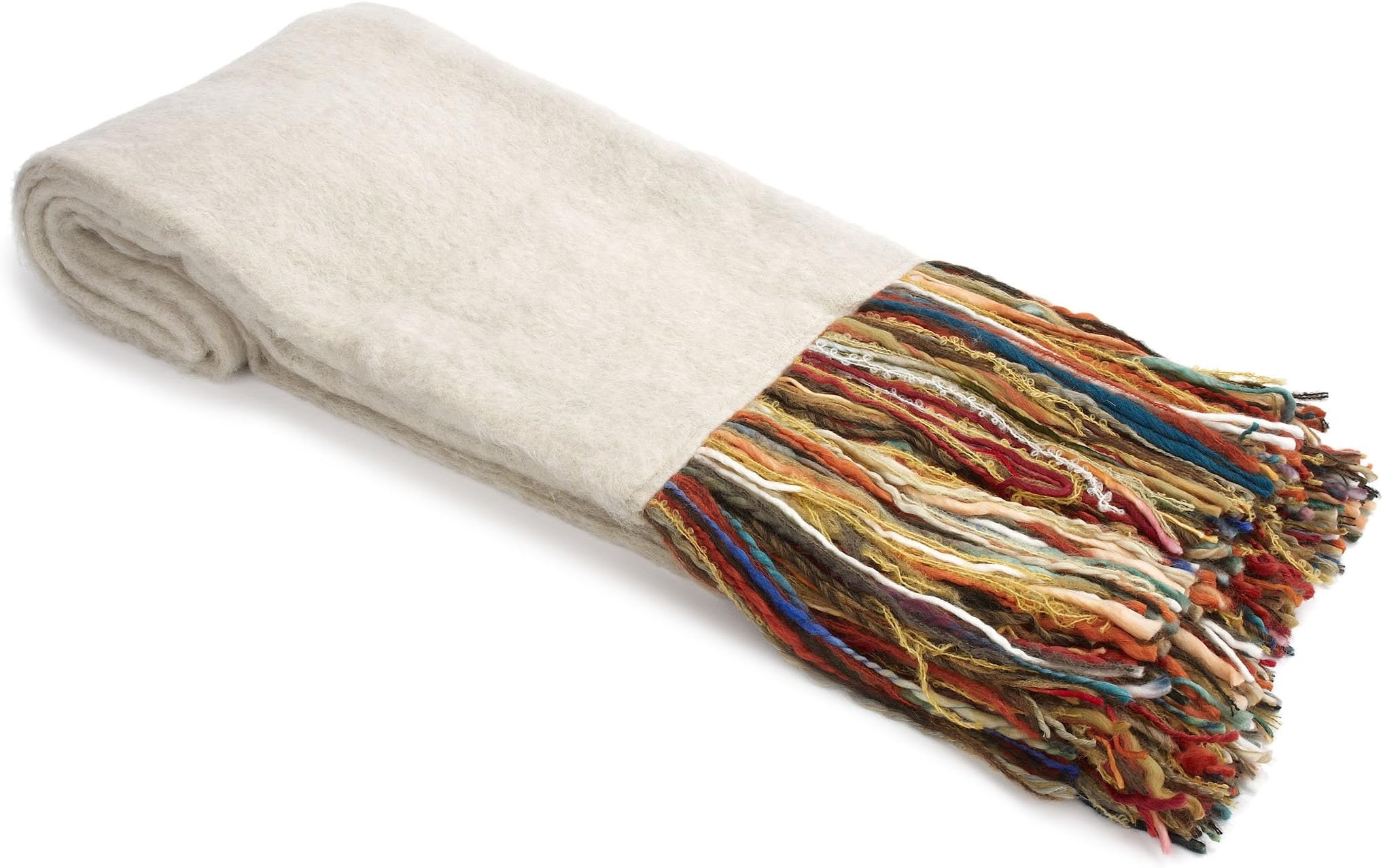 Linen Mohair Throw with Fringes, 53 x 70