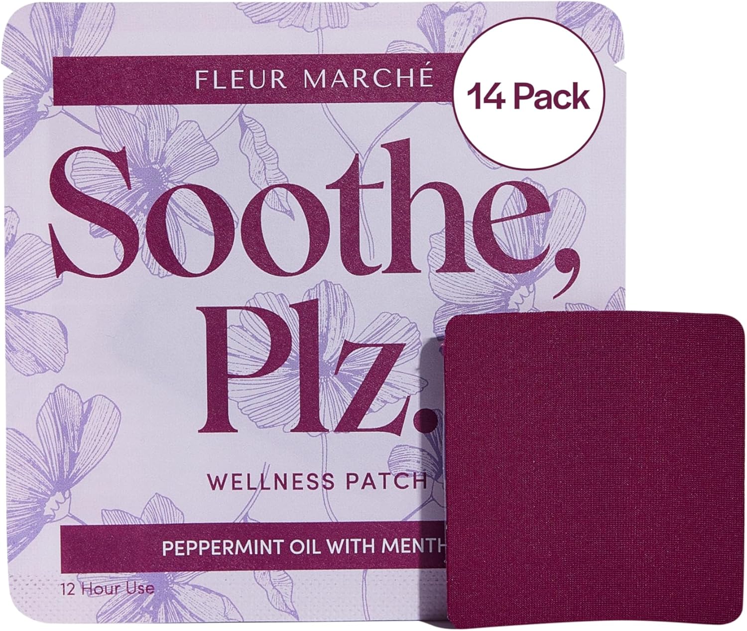 Fleur Marche Soothe, Plz. Botanical Patch - Muscle Recovery Patch with Peppermint Oil & Menthol - Post Night Out, Post Workout, or Daily Relief - Highly Bioavailable - 14 Patches