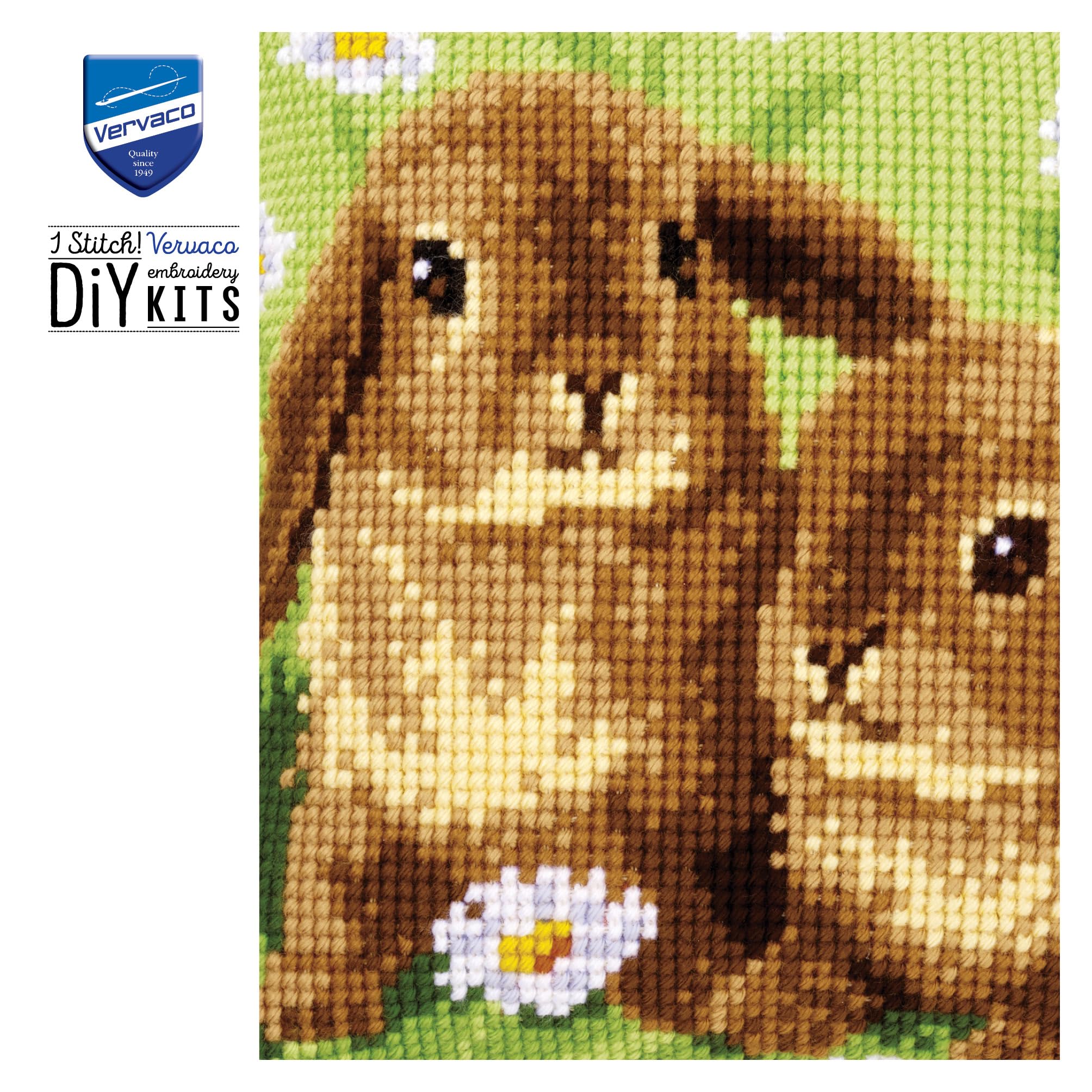 VERVACO Kit Cuscino Punto Croce Due Conigli Set Ricamo Principianti Cuscini Gobelin Decorativi ca. 40 x 40 cm Accessori per Lavoretti Creativi DIY Casa Decor Hobby Adulti Cross Stitch