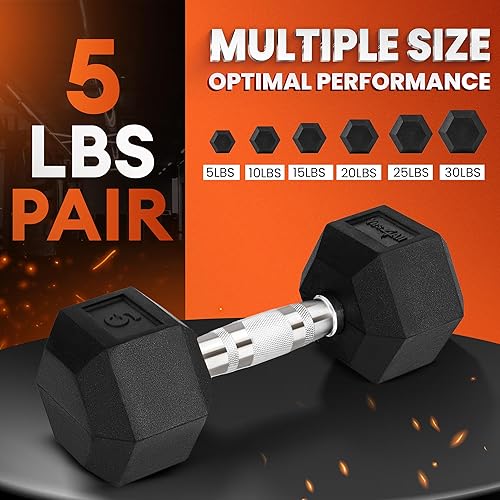 Miniatura 3 de Yes4All Mancuernas hexagonales revestidas con agarre cromadode goma, pesas de mano con par antideslizante de 10 a 30 libras