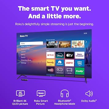 Roku Smart TV 2026 75-Inch Select Series, 4K QLED TV Roku TV with Voice Remote Flat Screen QLED Television with Wi-Fi for Streaming Live Local News, Sports, Movies Bluetooth Headphone Mode