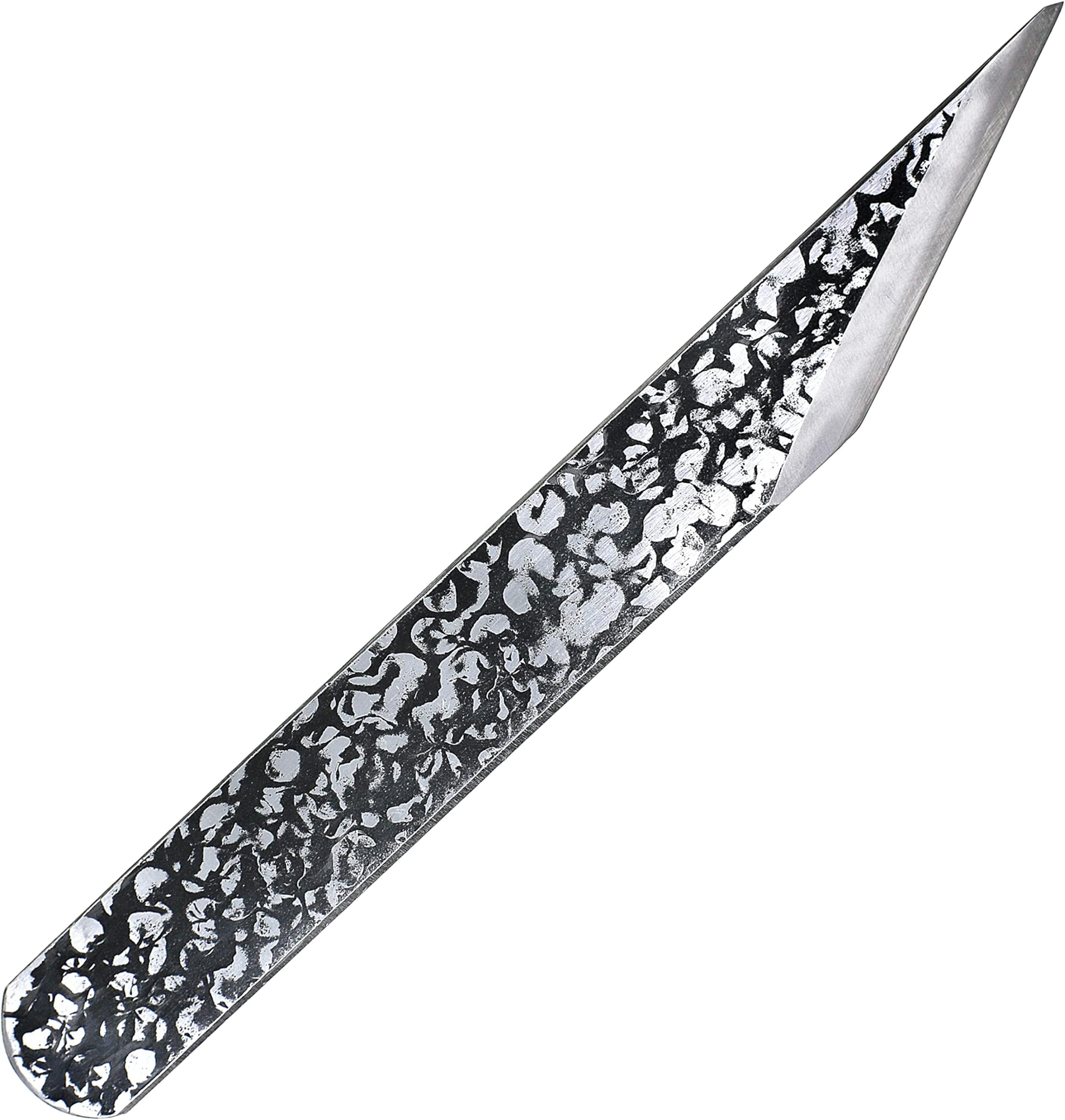 KAKURI Kiridashi Knife Right Hand 24mm, Hand Forged Japanese Carbon Steel Blade with Hammered Pattern, Made in Japan