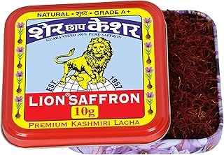 LION BRAND SAFFRON 10g, Lacha Kashmir Saffron/Kesar for Biryani, Pooja, Food and Milk - (Pack of 1, 10gm/10 grams)