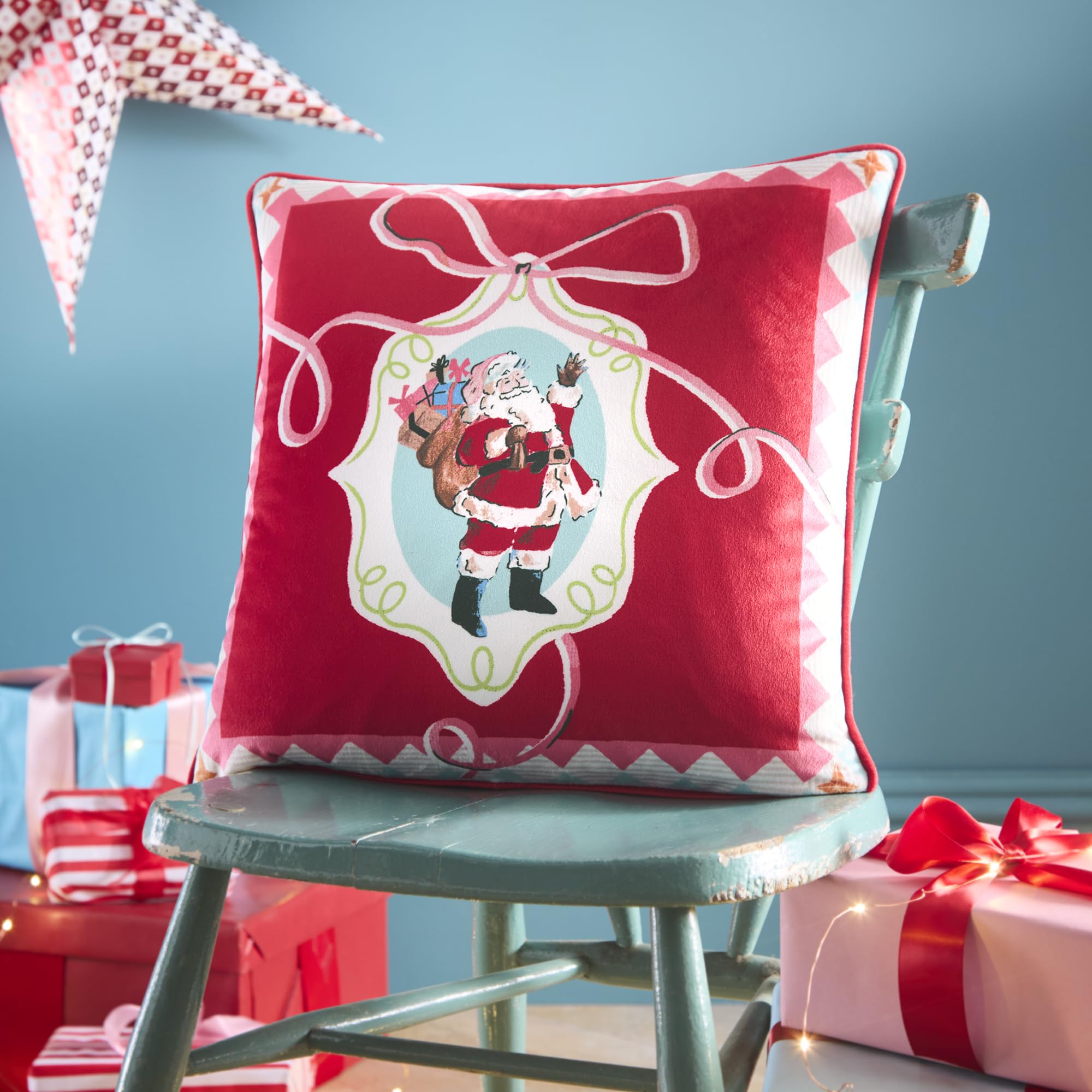 Fusion Christmas Vintage Frames Filled Cushion In Red
