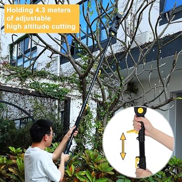 2-in-1 Cordless Pole Saw & Mini Chainsaw, 21V 800W Brushless Electric Chain Saws with 2 Battery & 1 Charger, 4.9-7.5ft Battery Powered Pole Saw for Tree Pruning, Operating Time 60-120 Minutes