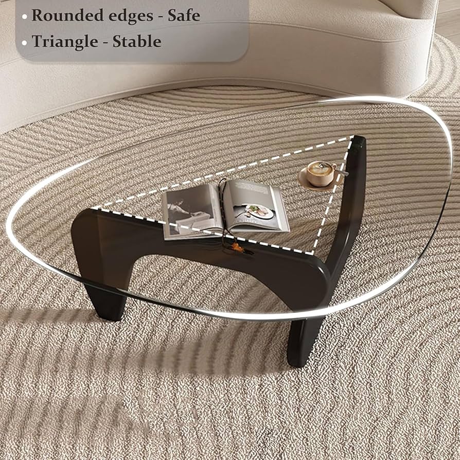 Amazon｜ミッドセンチュリーのガラスコーヒーテーブル、木製