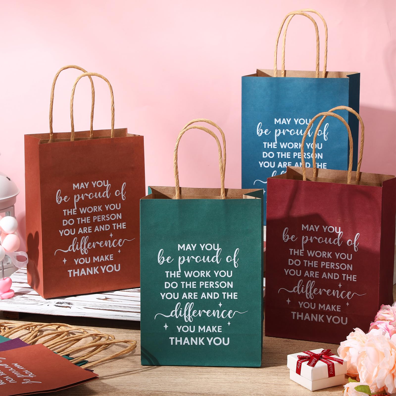 ReliThick Lot de 100 sacs cadeaux de reconnaissance des employés en vrac « May You Be Proud of The Work You Do » - Cadeaux inspirants pour les enseignants, les collègues, le personnel, les infirmières