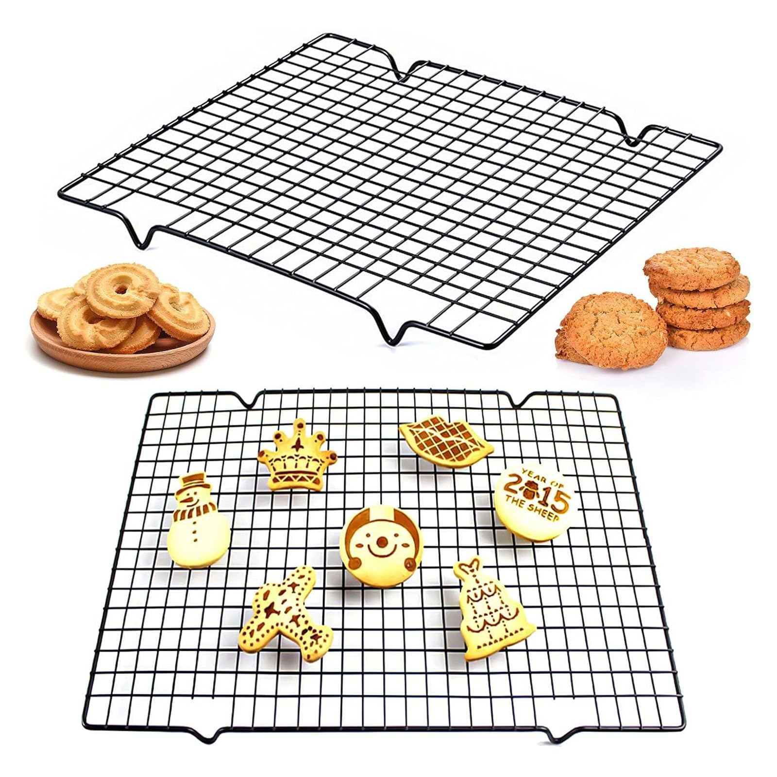 2 Pack Cooling Rack, Stainless Steel Baking Rack for Even and Quick Cooling of Cakes and Cookies, Suitable for Roasting and Cooking (27.5 x 25.3 cm)
