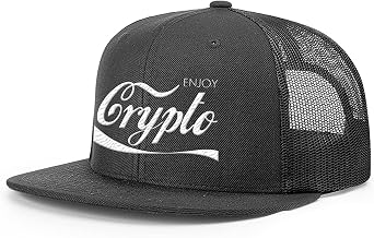 BustedTees Enjoy Crypto Flatbill Back Mesh Hat Cryptocurrency Trader Baseball Cap