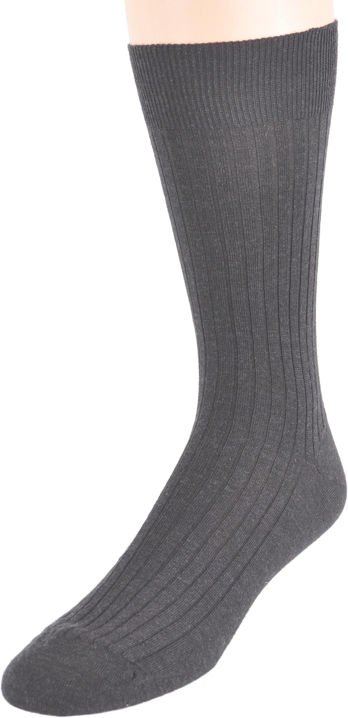Marcoliani Men's ExtraFine Merino Mid-Calf Ribbed Dress Sock from Italy One Pair Asphalt