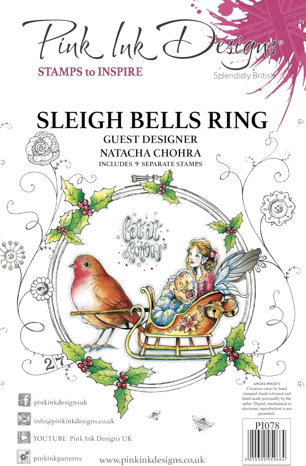 Pink Ink Designs A5 Clear Stamp Set-Sleigh Bells Ring -PI078