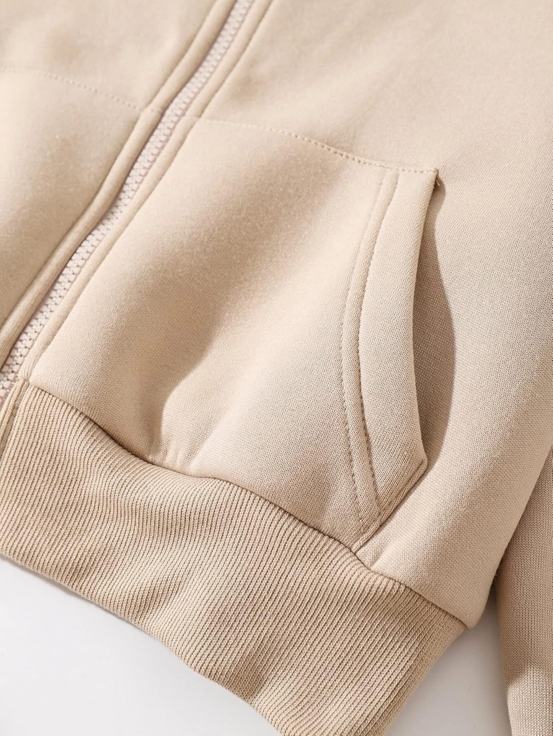 LOFAAC Women Fleece Full Zip Up Cropped Hoodie Sweatshirt 90s Long Sleeve Drawstring Hooded Crop Jacket Top with Pockets - Image 2