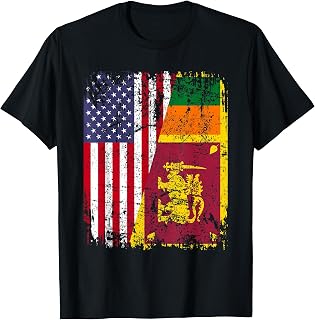 SRI LANKAN ROOTS | Half American Flag | USA SRI LANKA FLAG T-Shirt