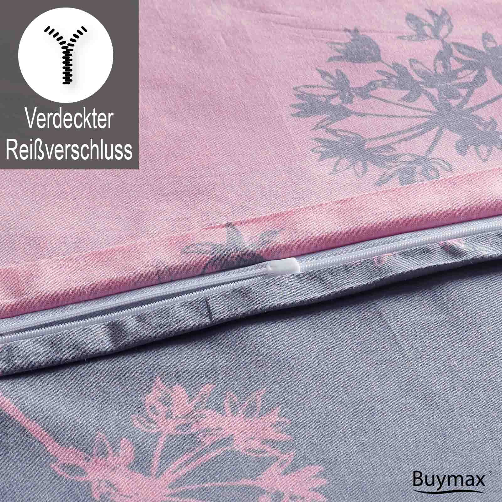 Buymax Bettwäsche 135x200 cm 4-teilig – Bettwäsche Set Renforcé 100% Baumwolle, 2 x Bettbezug 135x200 cm und 2 x Kissenbezüge 80x80 cm, Oeko-TEX, Reißverschluss, weich und atmungsaktiv