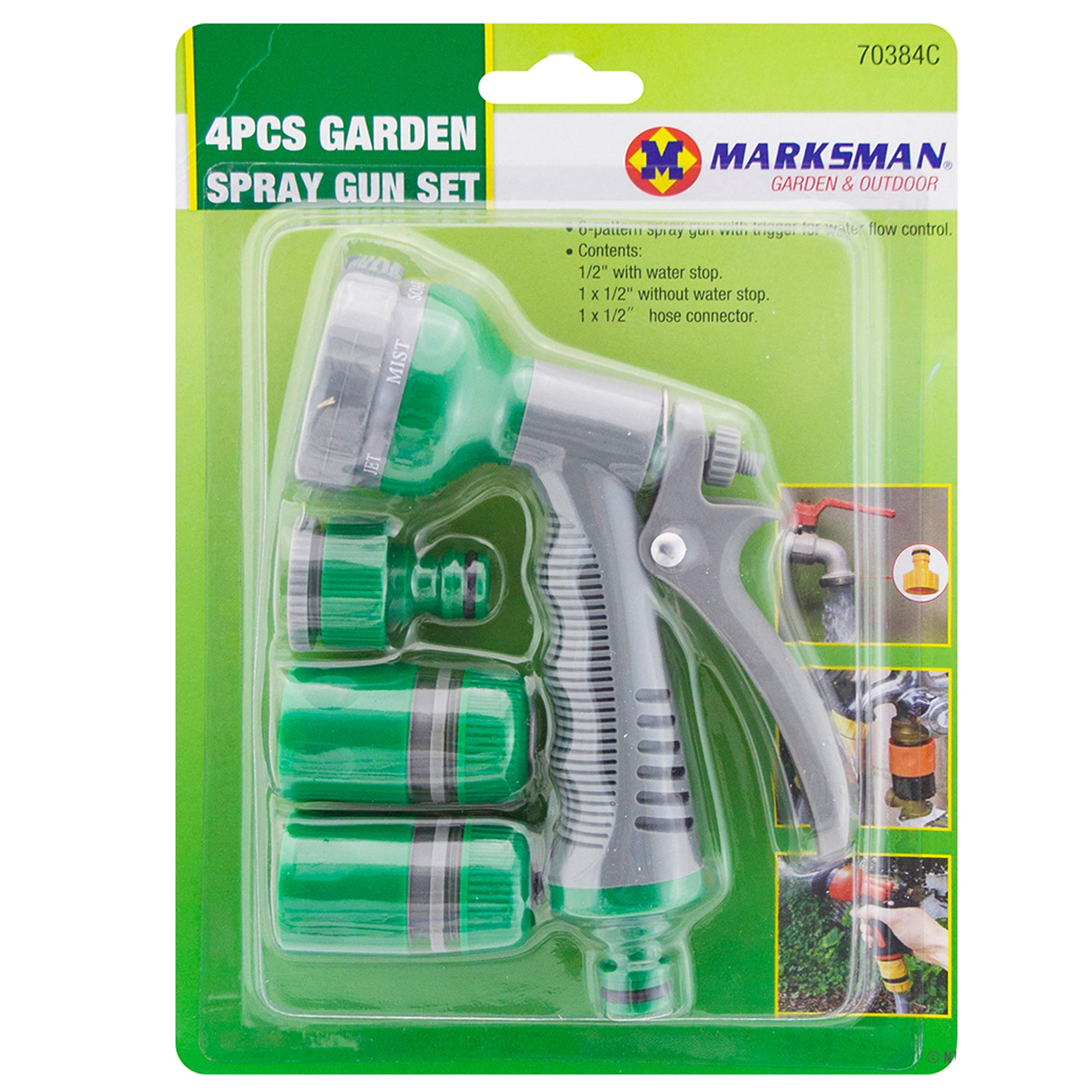 New 4pcs Water Spray Gun Set Nozzle Garden Hose Shower Connector 6 Functions Garden Spray Heavy Duty