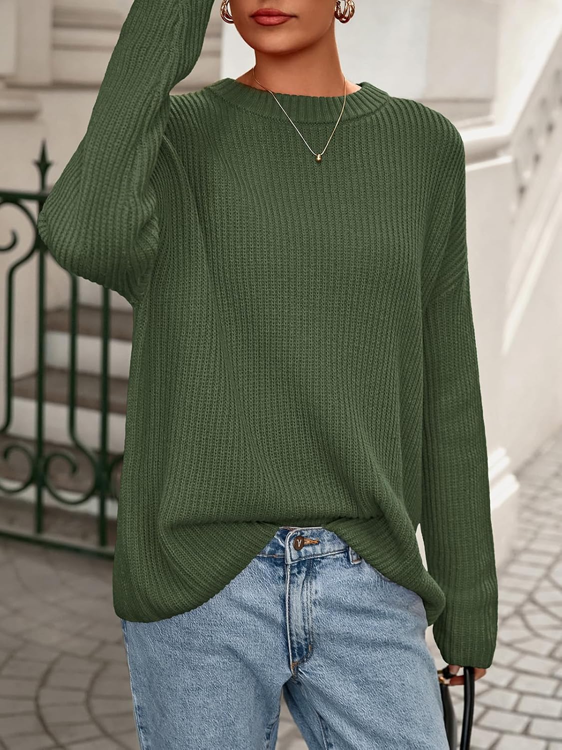 PRETTYGARDEN Womens Spring Sweaters 2026 Casual Chunky Crewneck Long Sleeve Ribbed Knit Oversized Pullover Sweater Tops - Image 3