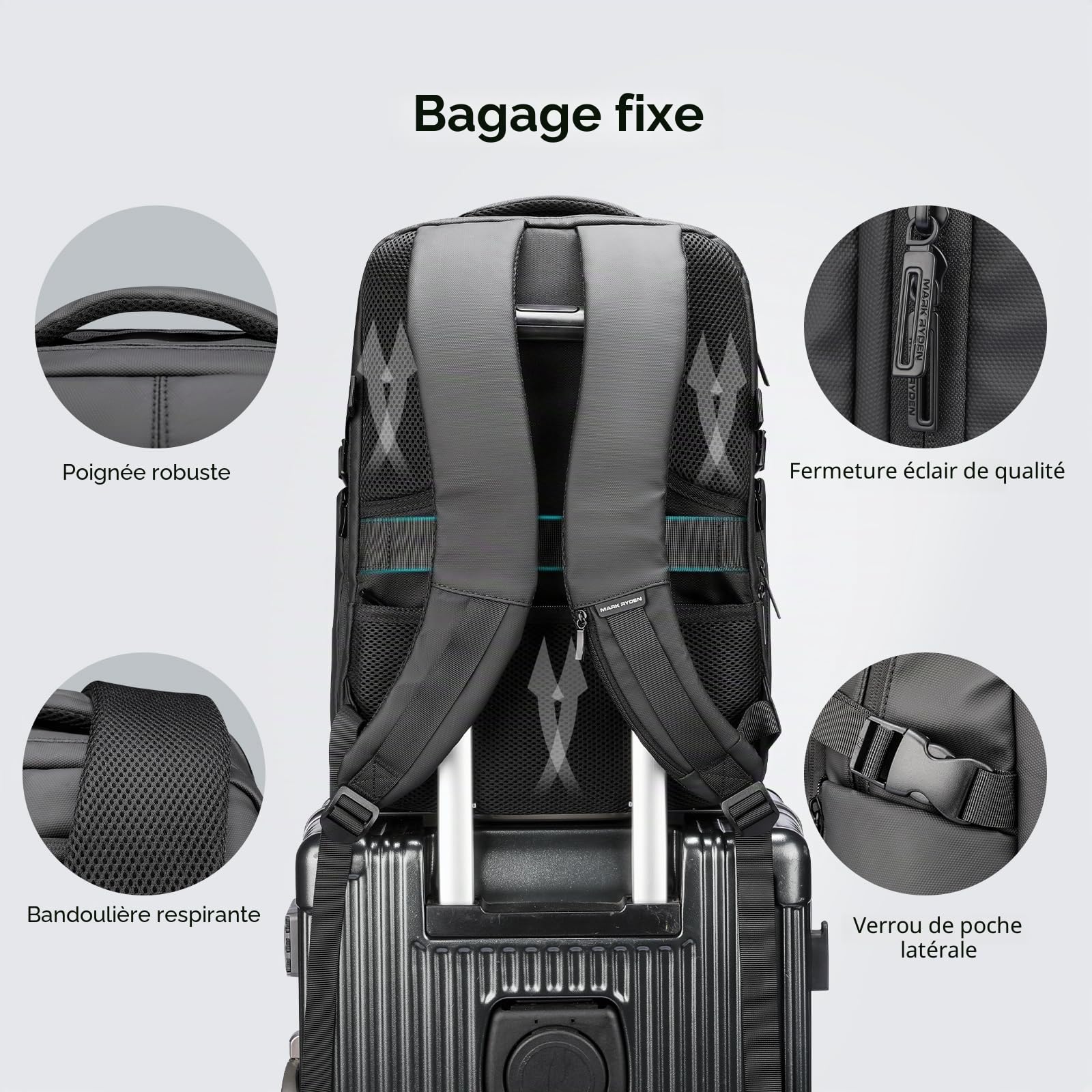 Antivol ImperméableSac à Dos，Mark ryden Ordinateur USB Portable 15.6/14 Pouces Femme Homme Imperméable Sac a Dos PC Portable pour Loisirs/Affaire/Scolaire Sac à Dos de Sport Ultra-Léger/Sac imperméabl