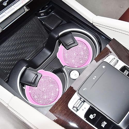 Miniatura 4 de Amooca Portavasos universales antideslizantes para automóvil, accesorios interiores de automóvil con diamantes de imitación de cristal, 2 unidades,