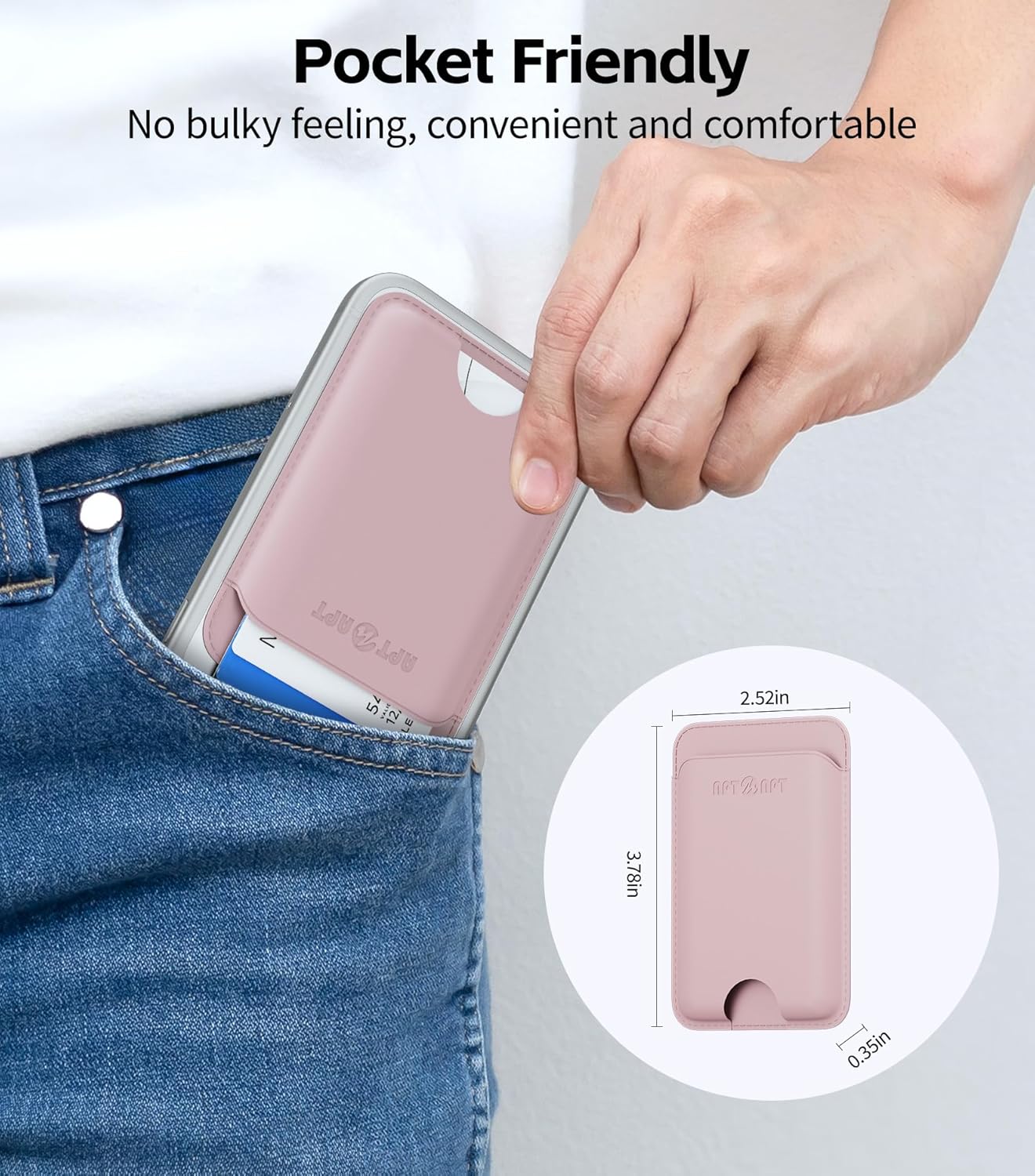 for MagSafe Wallet with Find My Tracking, Ultra-Slim, 3-Card RFID Holder, Strong Magnetic Wallet for iPhone 17/16/15/14/13/12 Pro Max Air Plus, Wireless Charging, Pink