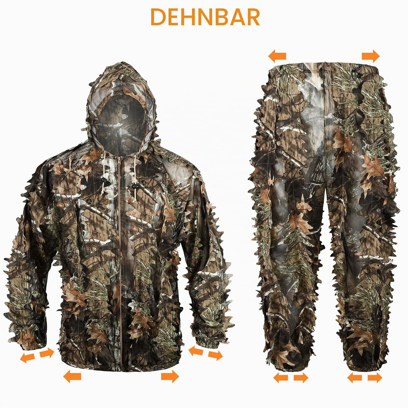 LOOGU 3D-Ghillie-Anzug mit Blättern, leicht, Camouflage-Anzug für Erwachsene, ideal für Airsoft, Jagd, Tierfotografie, Vogelbeobachtung, Halloween, Schießen…
