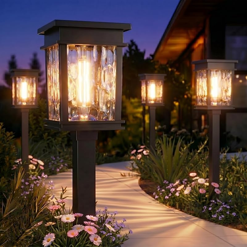 Luces solares para caminos, paquete de 4 iluminación de paisaje 2 en 1 para jardín | Luz de jardín blanca cálida y fría, 25/50 LM, decoración de encendido/apagado automático, luces exteriores con energía solar para luces de entrada de pasarela de césped
