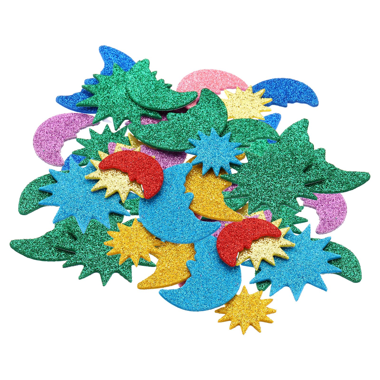 Adhesive Glitter Foam Stickers - Heart & Star Shapes, Sparkling Stickers for Crafting, Card Making, Scrapbook and Wall Decoration