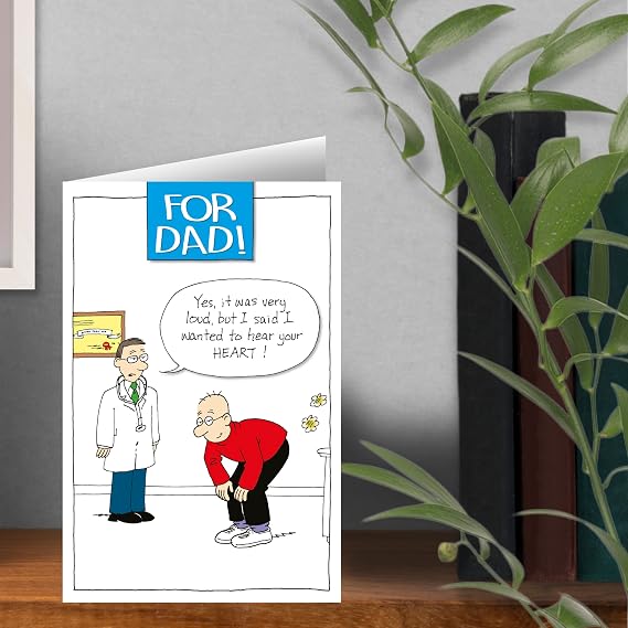 Norbert & Val Father's Day Card For Dad, Funny Card Greetings Card for Dad on Fathers Day - He Wanted to Hear Your Heart!, 23.5 x 15.9 cms, Multi