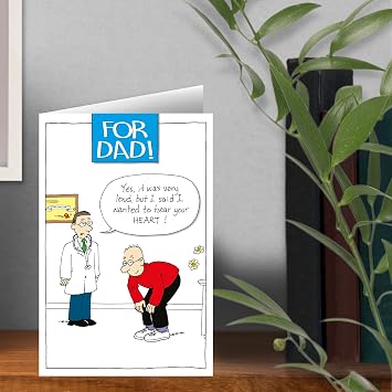 Norbert & Val Father's Day Card For Dad, Funny Card Greetings Card for Dad on Fathers Day - He Wanted to Hear Your Heart!, 23.5 x 15.9 cms, Multi