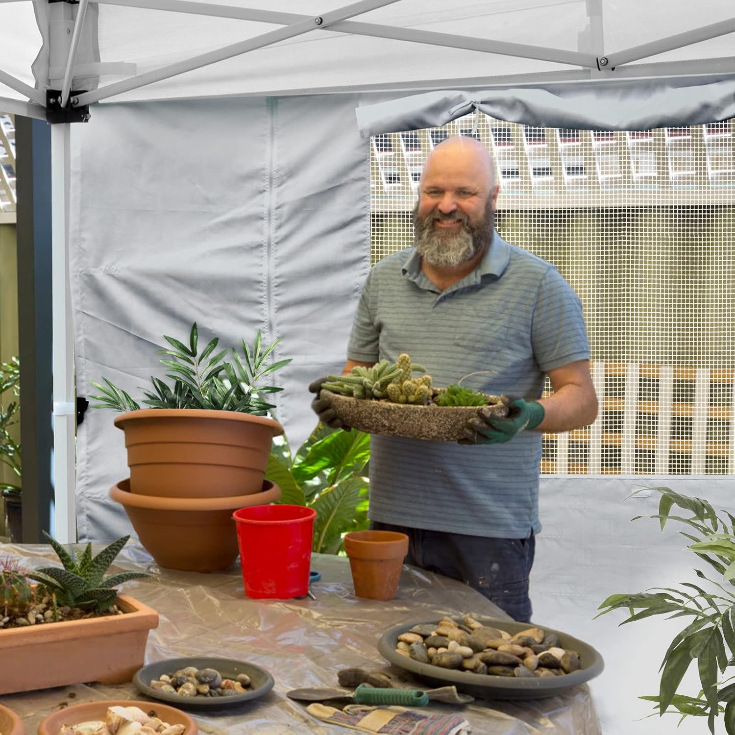 Sunshade Sidewall, SunWall with Door and Window for 10×10 Pop Up Canopy Straight Leg, Outdoor Instant Canopies Wall, 1 Pack Canopy Sidewall Only (Spliceable, White)