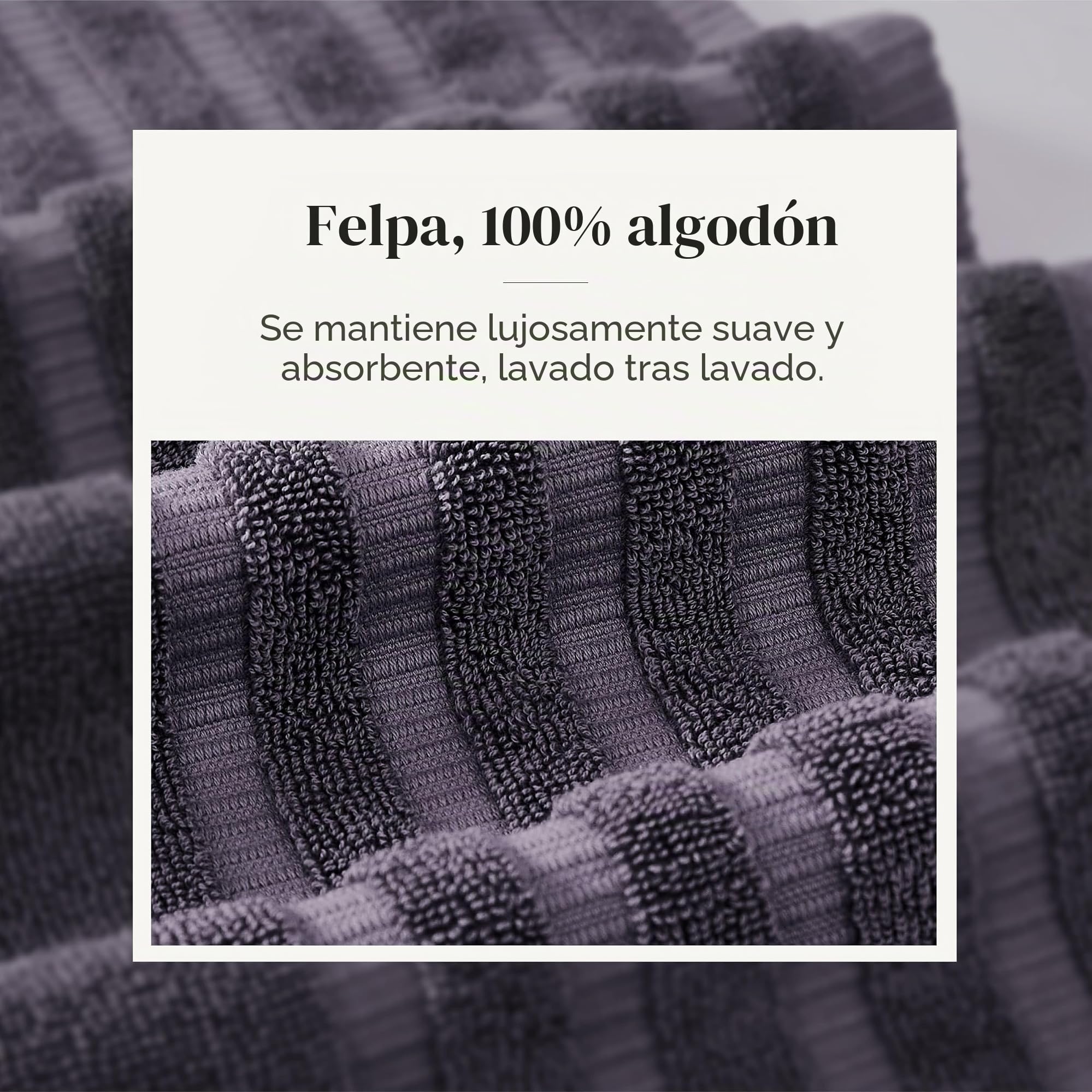 Modern Threads - Juego de Toallas de 6 Piezas, 100% algodón, Jacquard teñido en Hilo y Liso, Incluye 2 Toallas de baño, 2 de Mano, 2 paños, absorbentes, Secado rápido, Suaves y duraderas, Lavanda