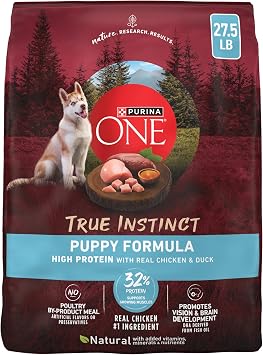 Purina ONE True Instinct with Real Chicken and Duck High Protein Puppy Food Formula Natural with Added Vitamins, Minerals and Nutrients - 27.5 lb Pack of 1