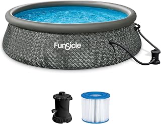 Funsicle Quickset 12ft x 36in Inflatable Above Ground Pool with Filter Pump - Easy Top Ring Setup for Family Splash Fun