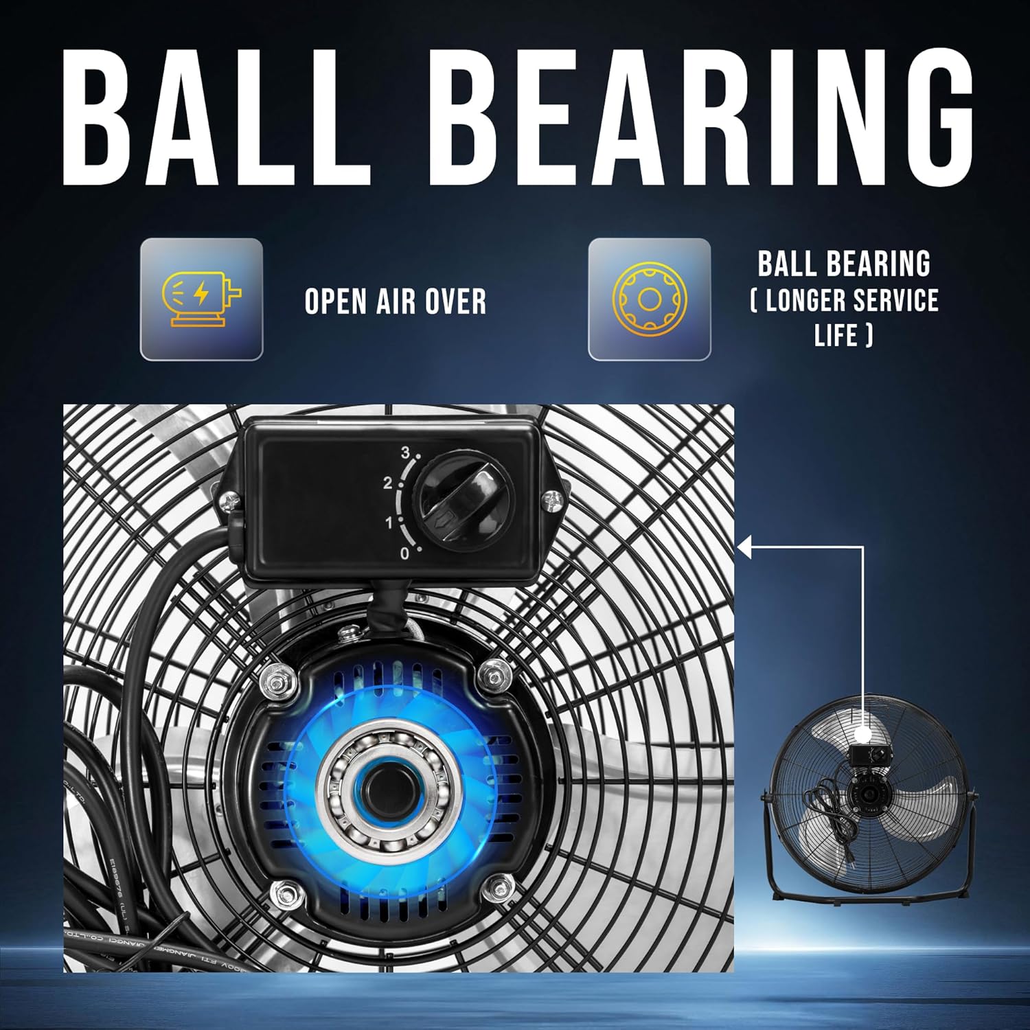 Tornado 20 Inch High Velocity Metal Floor Fan, 3-Speed Powerful Cooling, 120° Adjustable Tilt, 6.0 FT Cord, UL Safety Listed for Industrial, Commercial, and Home Use, Black