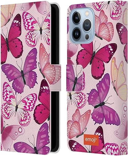 Miniatura 8 de Head Case Designs Officially Licensed Emoji Green and Blue Butterflies Leather Book Wallet Case Cover Compatible with Apple iPhone 13 Pro Max