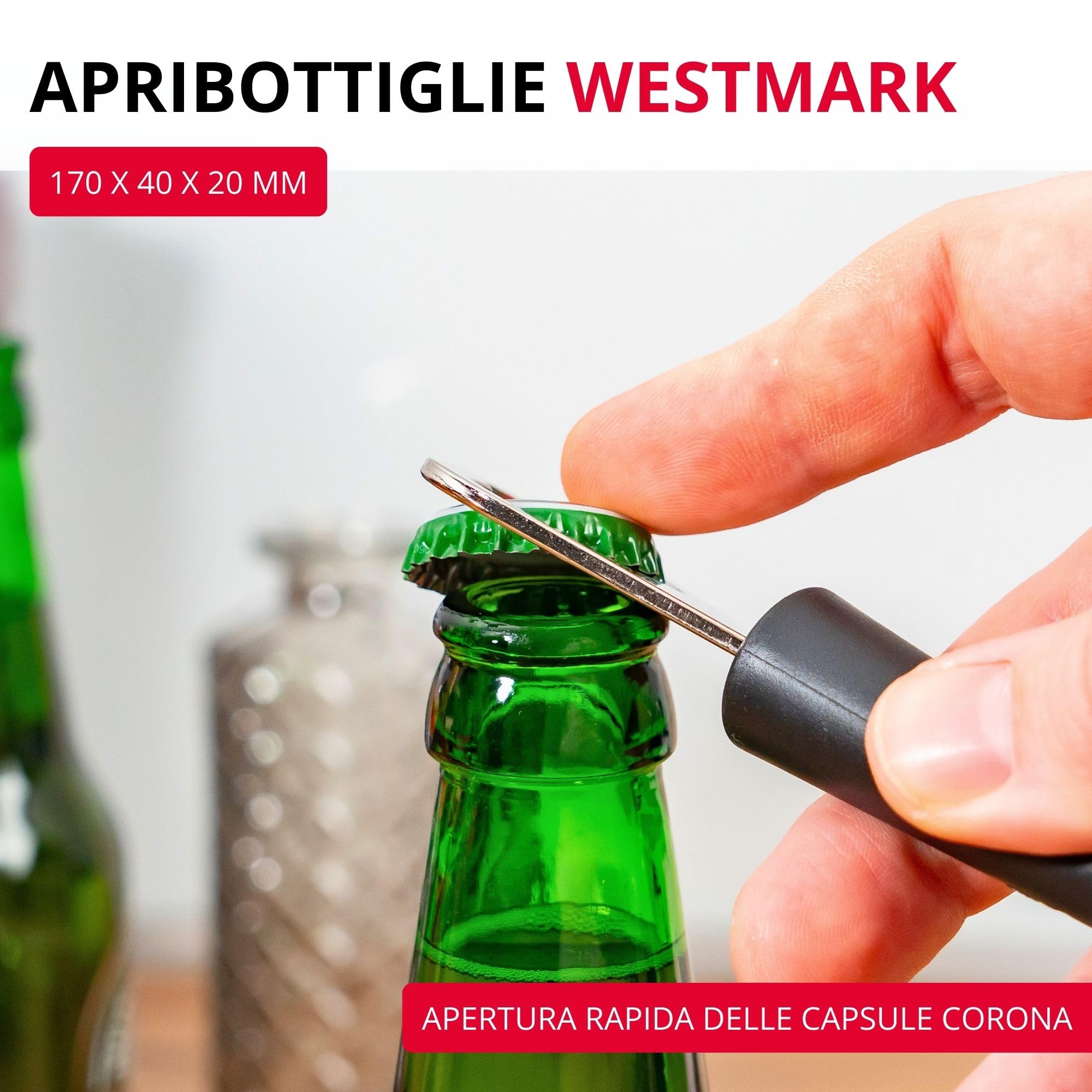 Westmark Apribottiglie, Lunghezza: 17 cm, Acciaio/Plastica, Gentle, Nero, 28082270