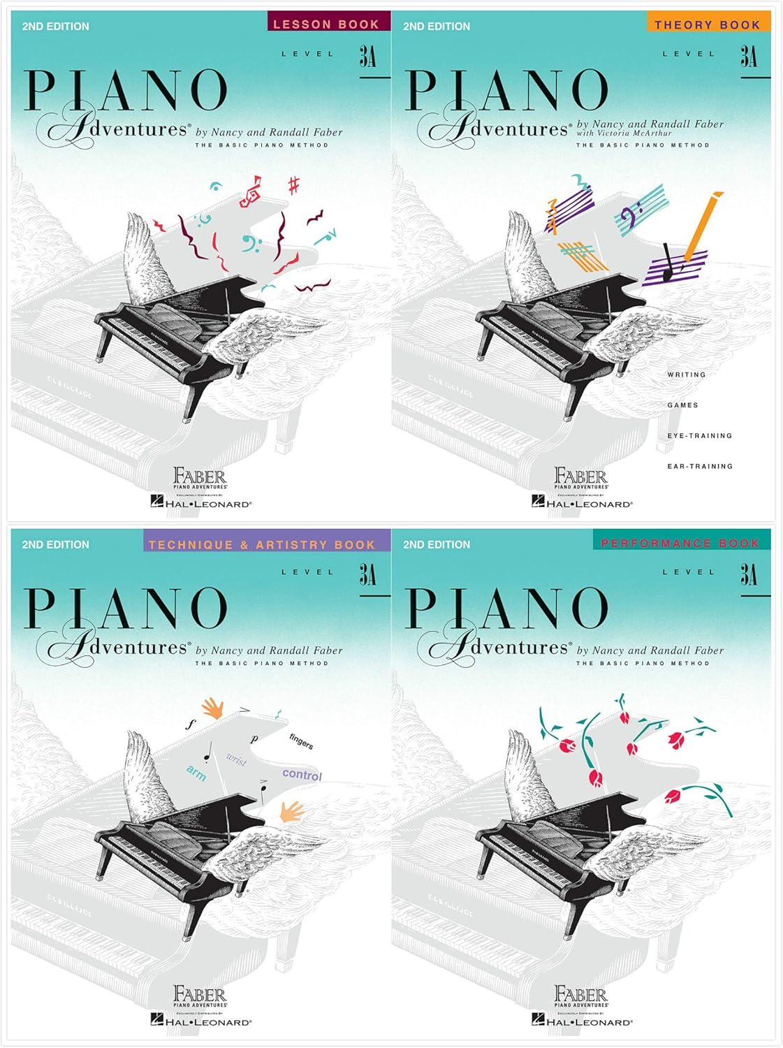 Faber Piano Adventures Level 3A Set (4 Books) 2nd Edition - Lesson, Theory, Technique & Artistry, Performance      Paperback