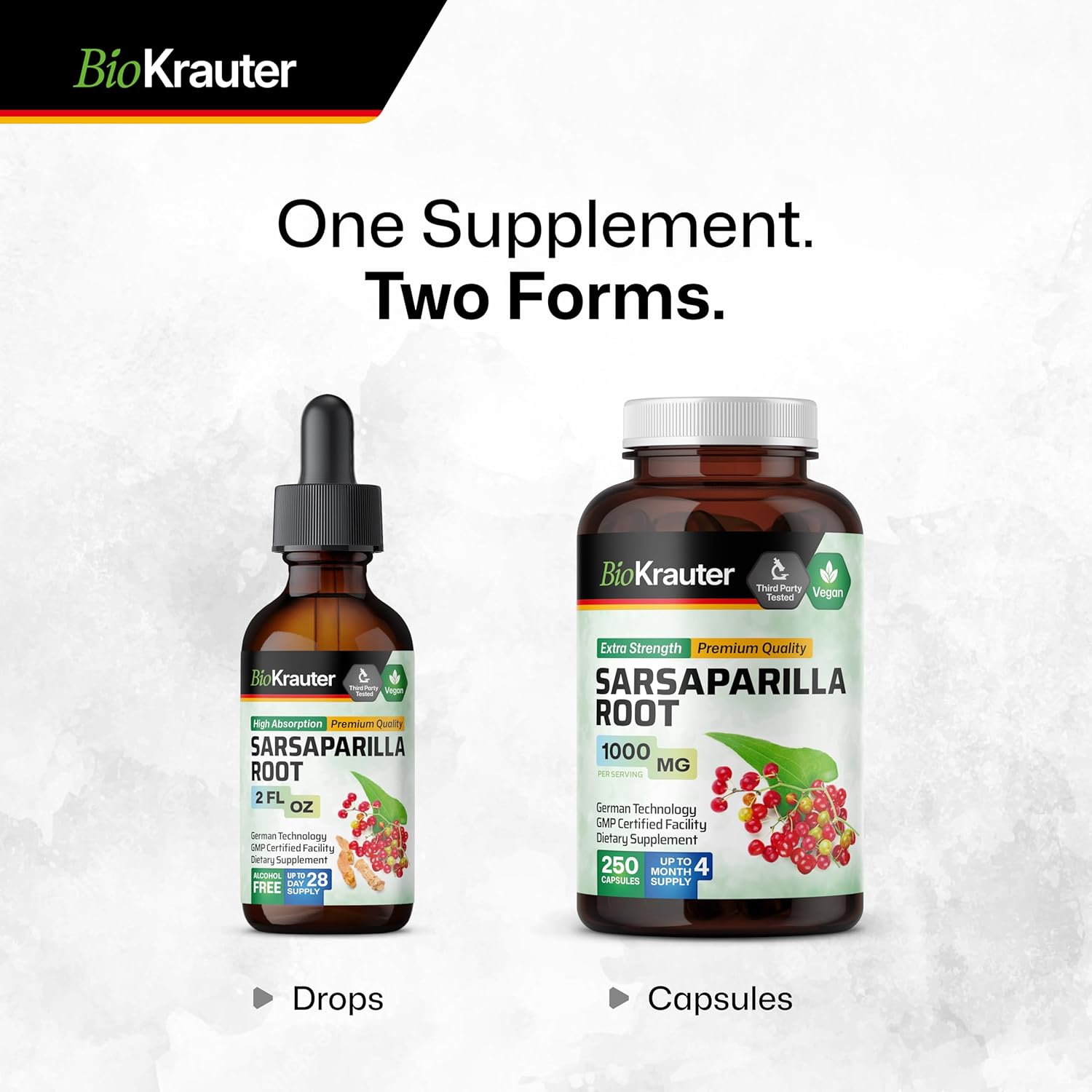 BIO KRAUTER Sarsaparilla Root Tincture - Herbal Liquid Extract Supplement for Liver Support - Alcohol & Sugar Free Vegan Drops 2 Fl.Oz. - Image 8