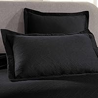 Vista 4 de Superior Colcha de Tejido de Cesta 100% Algodón con Fundas, Ropa de Cama Jacquard Matelassé de Algodón Premium para Todas las Estaciones, Cesta Negro