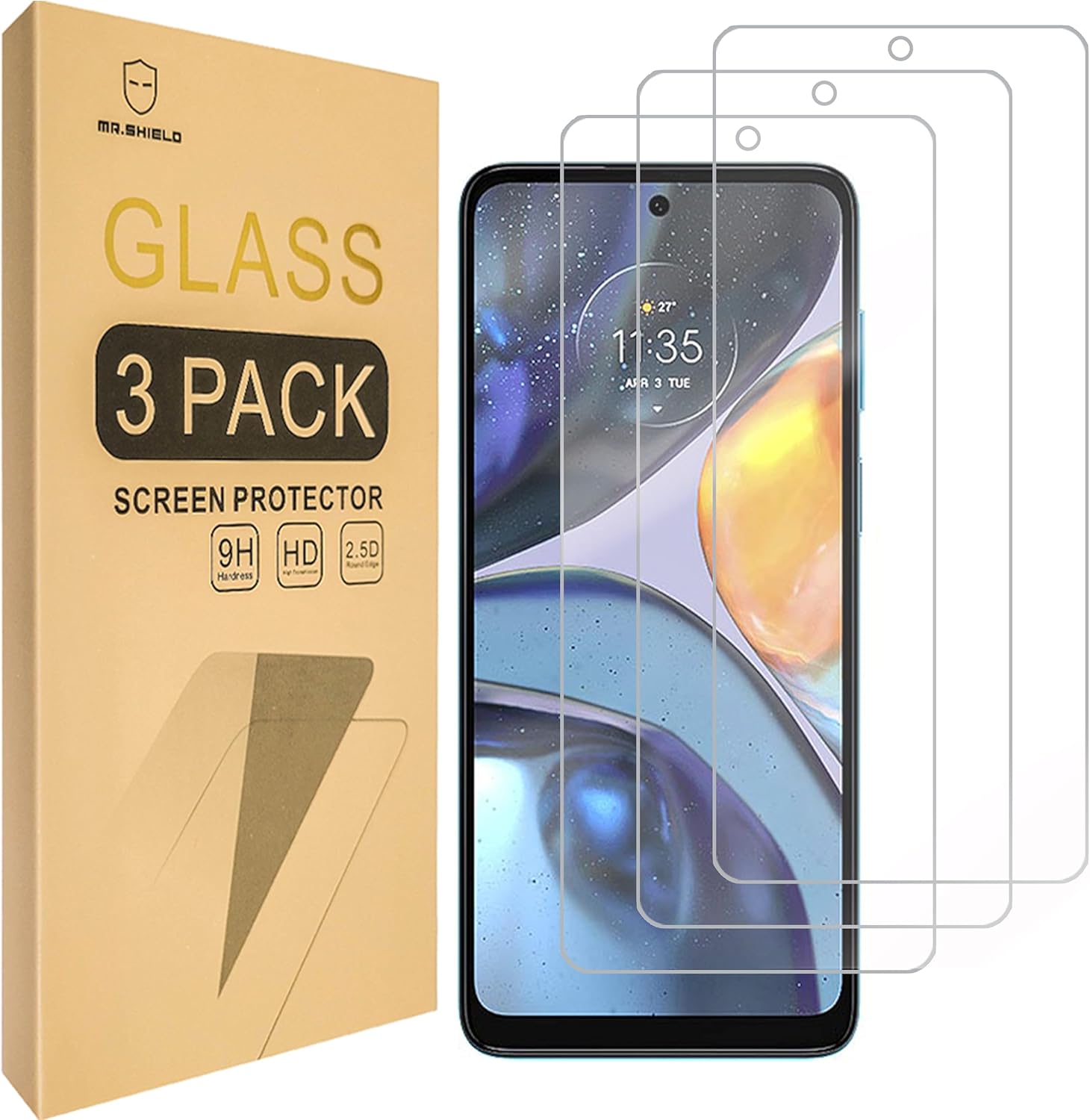 Mr.Shield 3-Pack Tempered Glass Screen Protector For Motorola Moto G22