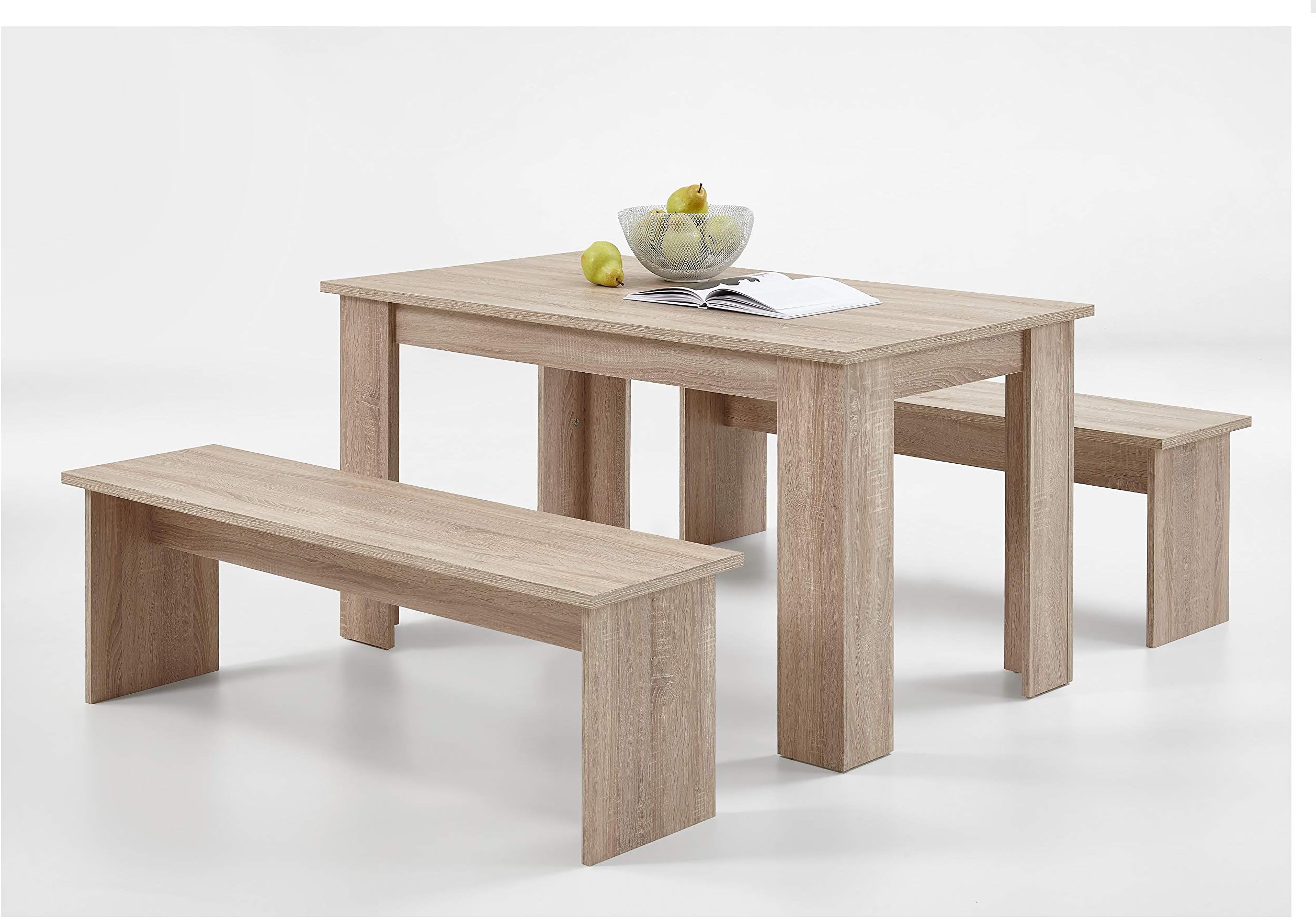 Slumberhaus German Dorma Kitchen Dining Table and 2 Bench Set Oak