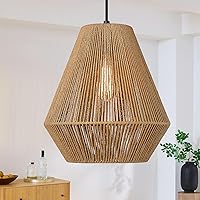 Vista 8 de ELYONA Woven Pendant Lights Modern Boho Hanging Lamp with 12" Handwoven Rattan Basket Shade Adjustable Rustic Pendant Light Fixtures for Kitchen