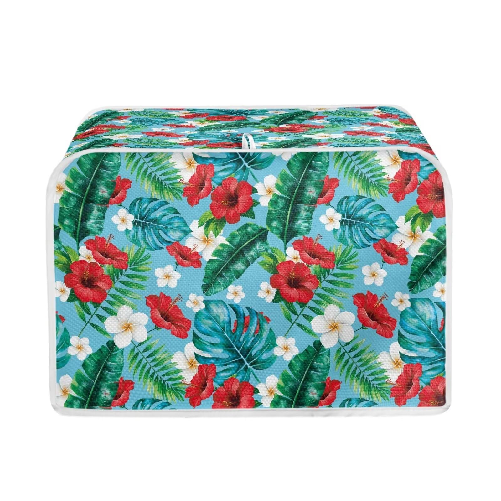 Talayituse Tropical Hibiscus Plumeria Print Toaster Cover 2 Slice Wide Slot, Lightweight Bread Maker Cover Dust Protection Washable Appliance Bag, S