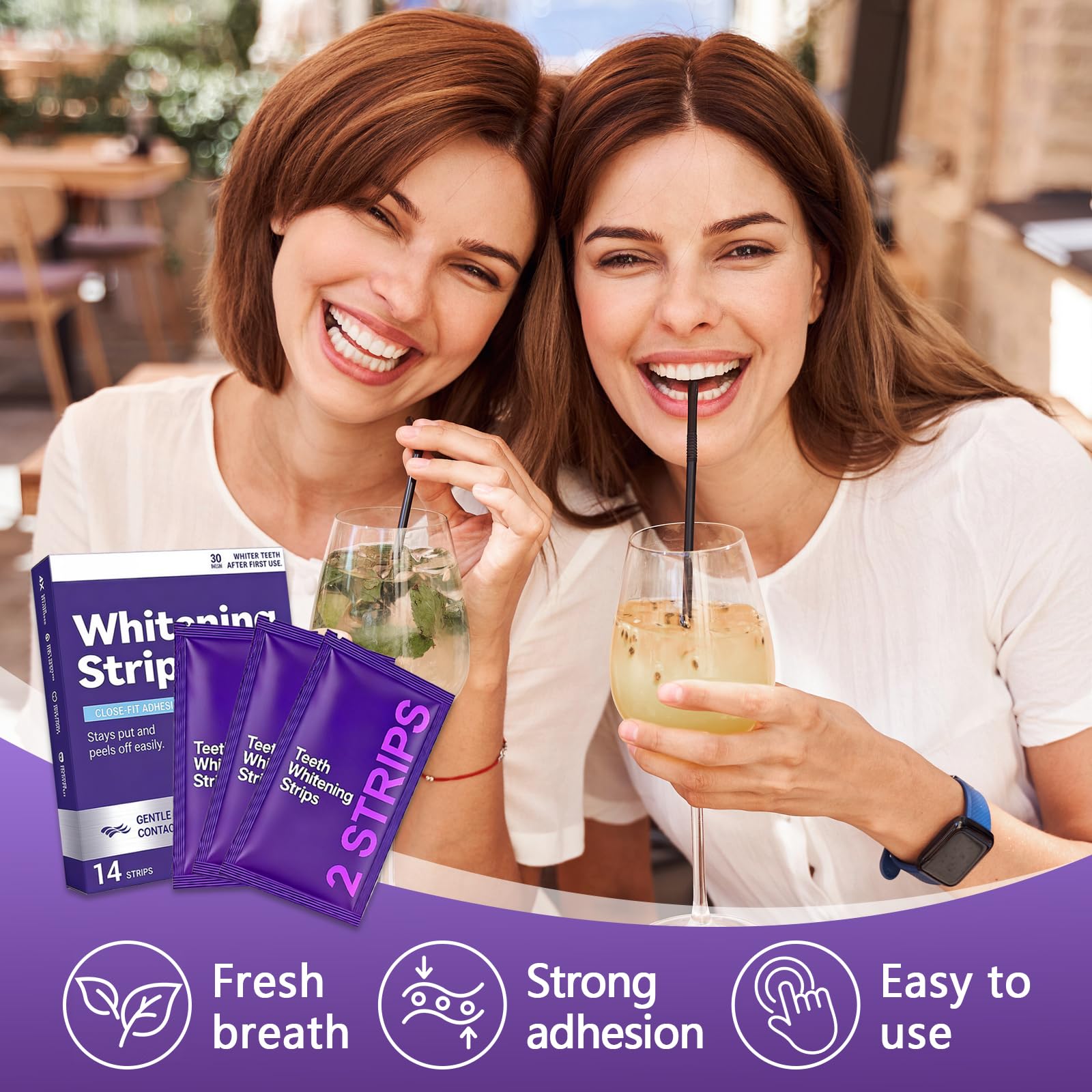 14 Paia Strisce Sbiancanti Denti Viola, Kit Sbiancamento Denti A Casa Senza, Antiscivolo Whitening Strips, Sbiancante Rapide Bianche Teeth, Facile Uso A Casa O In Viaggio