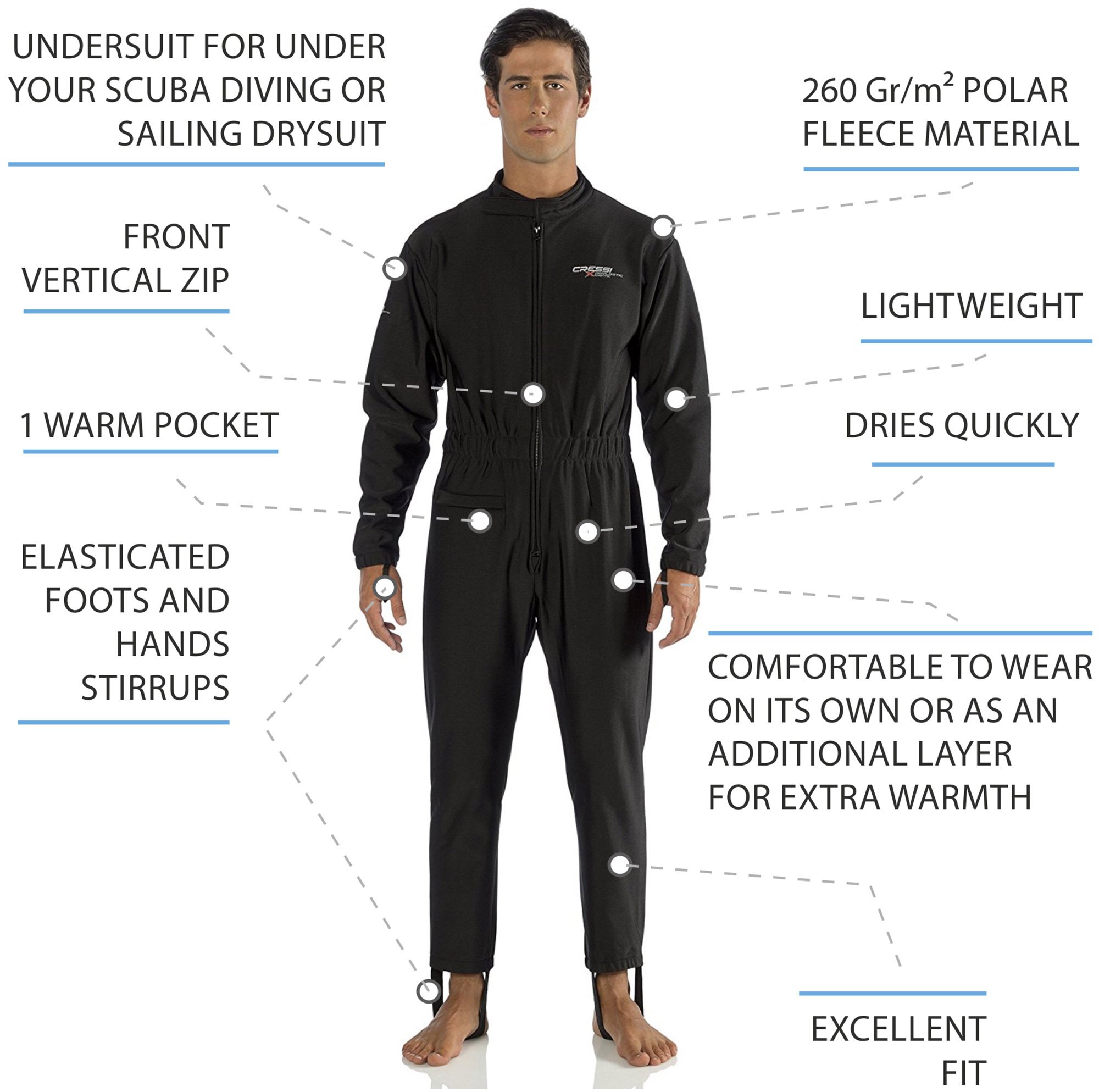 Cressi Undersuit Unisex – Biancheria intima termica per immersioni